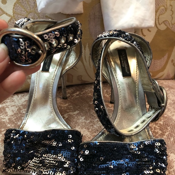 Dolce & Gabanna Black Stiletto Heels with Crystal Embellishments - Picture 5 of 10